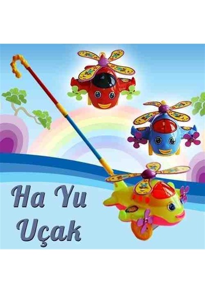 Ha Yu Uçak İttirmeli Sevimli Uçak Sopalı Çınçın
