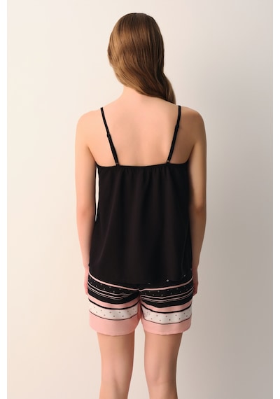 Suwen Monogram Atlet Şort Pijama Takımı Sh26514667911 Siyah