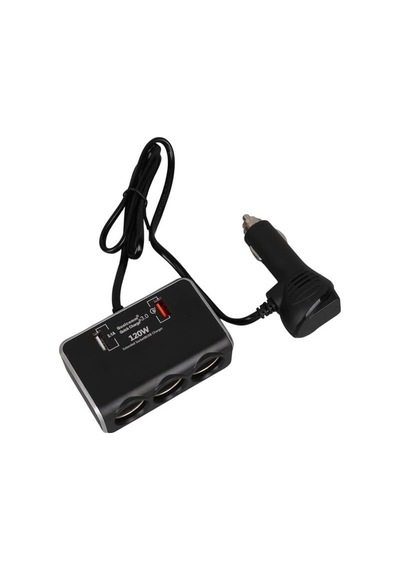 Olesson 1639 12-24v Çift Usb Girişli Hızlı Şarj Destekli 120w 80cm Kablolu Dijital Voltaj Ekranlı 3'lü Araç Çakmak Çoklayıcı