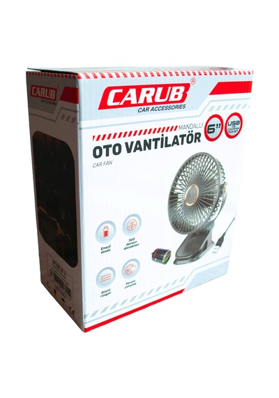 Evde Ofiste Araçta Vantilatör 12-24 Volt 6 Inç Mandallı Usb Ve Çakmaklık Girişli
