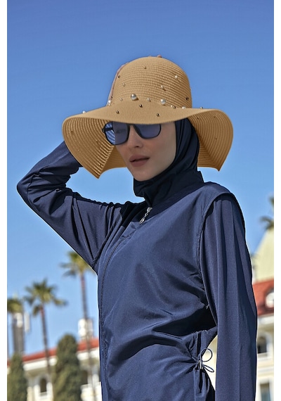 Remsa Mayo İncili Hasır Şapka Camel Rş-62 Camel