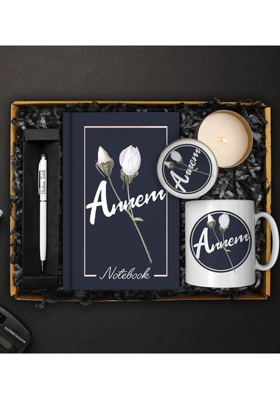 Anneler Gününe Özel Tasarım Defter & Kupa & Kokulu Mum & Touch Pen Kalem Hediye Seti