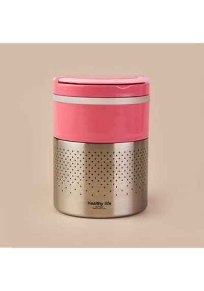 2 Katlı Çelik Yemek Termosu - Pembe - 1,5 Lt Çok Renkli