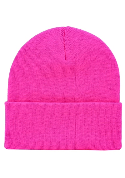 Pembe Düz Basic Katlamalı Bere Pembe