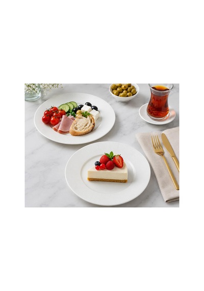 Iris White Gourmet Porselen Düz Tabak, Beyaz, Pasta Ve Kahvaltı Servisi İçin, 19 Cm Diğer