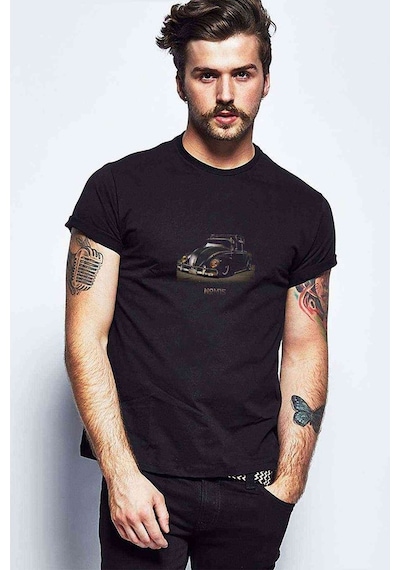 Free Old Car W V Nostalji Baskılı Siyah Erkek Tshirt