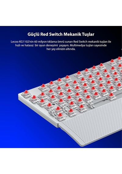 Kg1102 Usb Kablolu Red Switch Makro Tuşlu Rgb Led Aydınlatmalı Mekanik Gaming Türkçe Q Metalik Klavye Red Switch