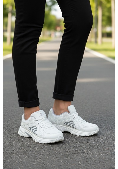 Hammer Jack Beyaz Hafızalı Taban Hafif Esnek Fileli Unisex Spor Ayakkabı Dipper G Beyaz