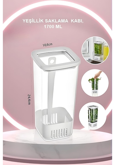 Vip Ahmet Yeşillik Saklama Kabı Şeffaf 1700 ML Şeffaf