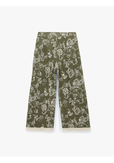Koton Pamuklu Cepli Nakış İşlemeli Dantel Detaylı Kısa Düz Paça Culotte Pantolon Haki 6sak40198uw Koton Pamuklu Cepli Nakış İşlemeli Dantel Detaylı Kısa Düz Paça Culotte Pantolon Haki 6sak40198uw