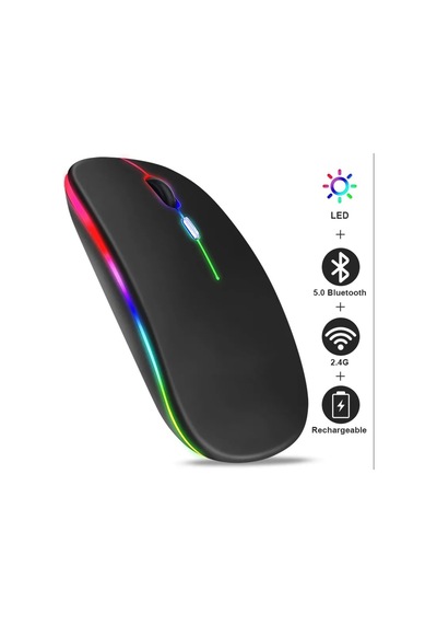 Led Işıklı Şarjlı Mouse 2.4ghz Usb Wireless Ve Bluetooth Lu Sessiz İos Uyumlu  Android Telefon Tablet Pc Tv Diğer