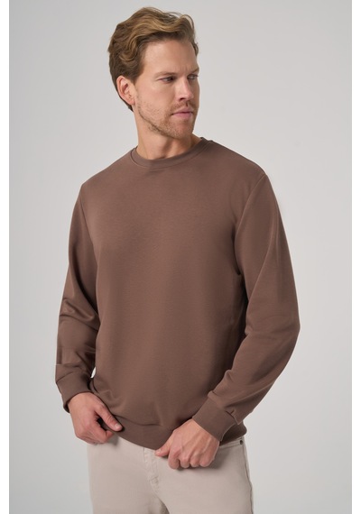 Morven Erkek Kahve Basic Bisiklet Yaka Sweatshirt 26ks063001400 Kahve