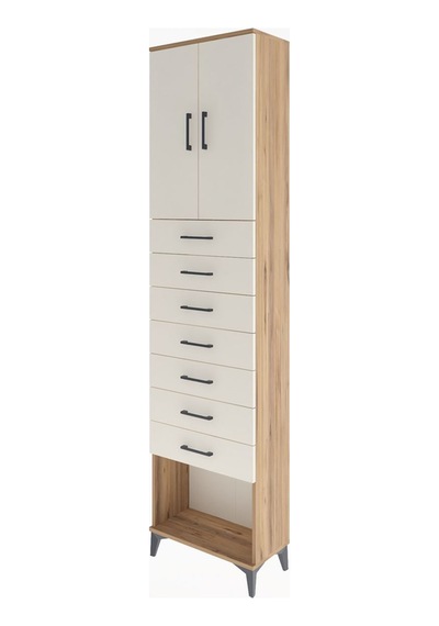 Arges Dolap 2 Raflı 7 Çekmeceli 2 Kapaklı 60x30x243 Çam-aytaşı Çam