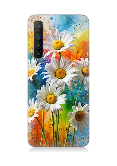 Realme Xt Uyumlu Papatya Bahçesi Desenli Silikon Kılıf