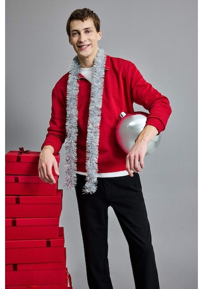 Defacto Regular Fit Dik Yaka Yarım Fermuarlı Basic Düz Sweatshirt X7405az25aurd349 Kırmızı-rd349