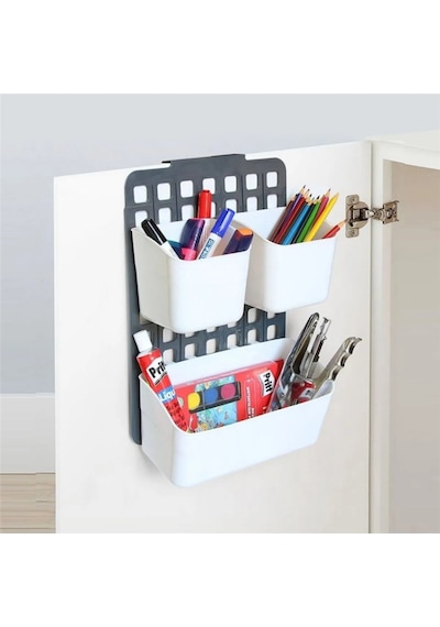Seviye Ayarlanabilir 3'lü Düzenleyici Raf 1 Geniş 2 Dar Raflı Çok Amaçlı Pratik Mutfak Banyo Ofis Organizer Diğer