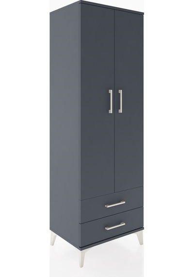 Hyperion Dolap Tek Raflı 2 Çekmeceli Tek Askılı 60x44x182 Ant... Antrasit