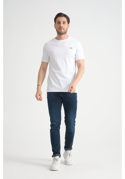 Shooter Sportwear Shooter Erkek T-shirt Nefes Alabilen Esnek Pamuklu Kumaş Regular Kalıp Minimal Logolu Beyaz