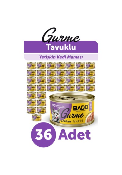 Bado Gurme Yaş Yetişkin Kedi Maması Tavuklu 85 Gr 36 Adet