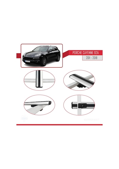 Porsche Cayenne 92a 2011-2018 Arası İle Uyumlu Basic Model Ara Atkı Tavan Barı Gri 3 Adet
