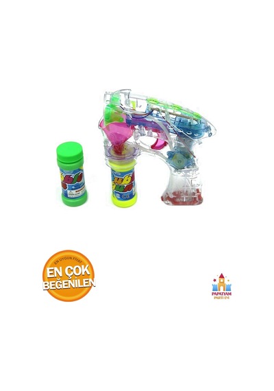Işıklı Pilli Şeffaf Plastik Oyuncak Köpük Tabancası Köpük Yapma Silahı Bubble Gun Köpük Makinesi