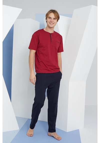 Kly 2207 Battal Midi Yaka Pijama Takım 001