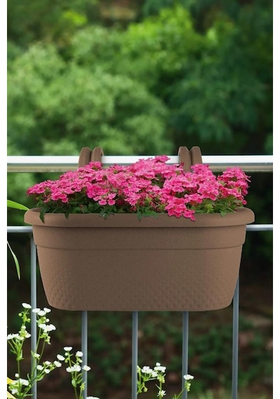 Omnipazar Krs-350 Dekoratif Plastik İnci Askılı Balkon Saksı 6.2 Litre Bej