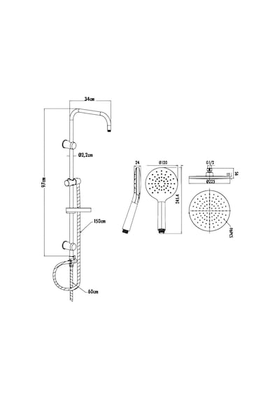 Creavit Luna LN2500 Banyo Bataryası + SH640 Oval Tepe Duş Sistemi Krom