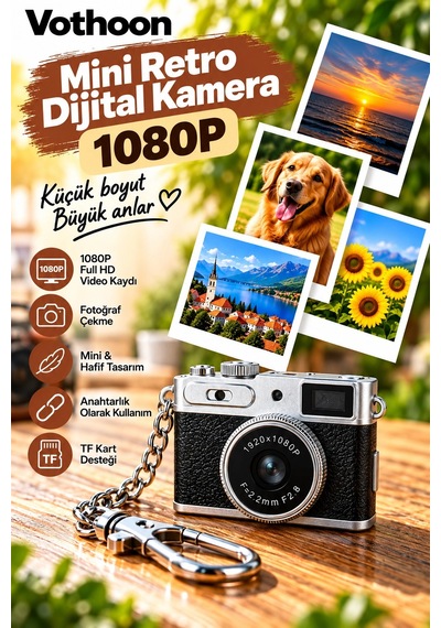 Mini Retro Dijital Kamera 1080p Full Hd Fotoğraf & Video Çekimi Lcd Ekran Mini Kamera Tf Kart Destek