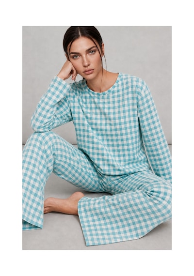 Fit Women Kadın Çizgili Regular Fit Mint Pijama Takımı 4697 Mint Yeşili