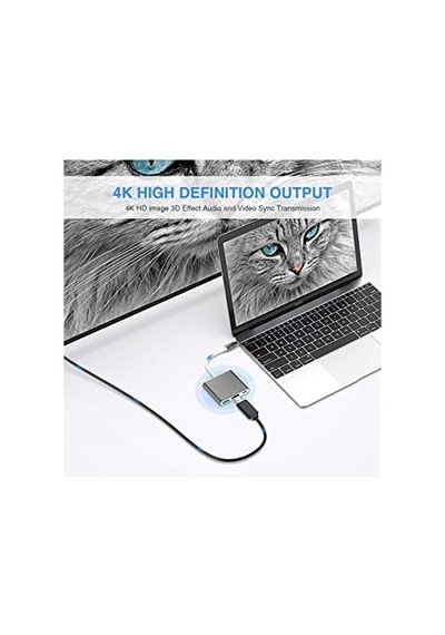 Cf01 Apple MacBook Uyumlu Uyumlu 4k Full Hd 1080p Type C To 3 Portlu Hdmı - Usb 3.0 - Pd Çevirici Hub Adaptör Sku: Zeusb099ns74wg