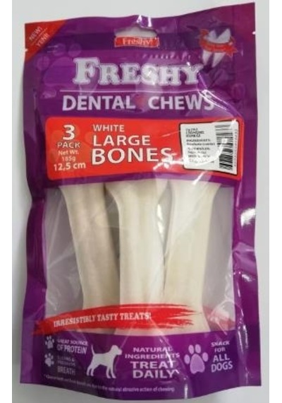 Freshy Dental Large Bones Beyaz Çiğneme Kemiği 12.5 CM 3'lü