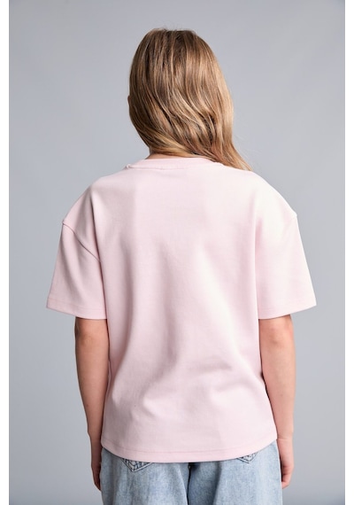 Defacto Relax Fit Bisiklet Yaka Düşük Omuzlu Kısa Kollu Basic Tişört Kız Çocuk H6034a826aupn343 Pembe-pn343