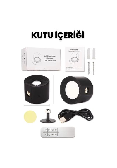Mıknatıslı Uzaktan Kumandalı Çift Taraflı Duvar Aplik Led Aydınlatma 3 Renk Usb Şarjlı Çok Renkli