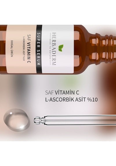 Herbaderm Superserum Saf Vitamin C Antioksidant Aydınlatıcı  Doğal Serum 30 ML
