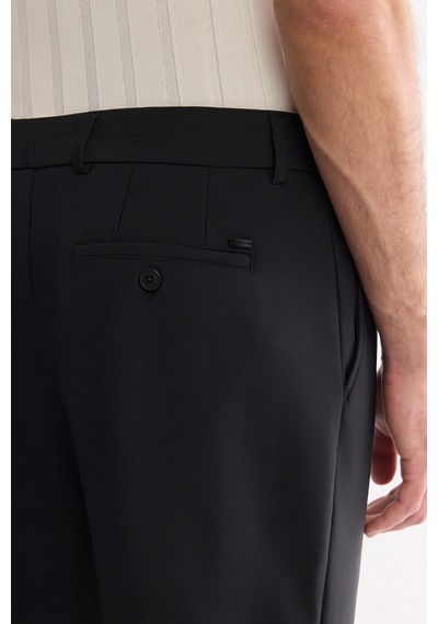 Avva Erkek Siyah Beli Lastikli Teknik Kumaş Comfort Slim Fit Pantolon A61y3209
