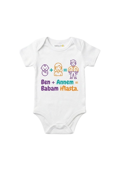 Babylimon Ben Ve Annem Babam İflas Baskılı Bebek Zıbını, Beyaz, Kısa Kollu Body Beyaz - 807107699 Beyaz