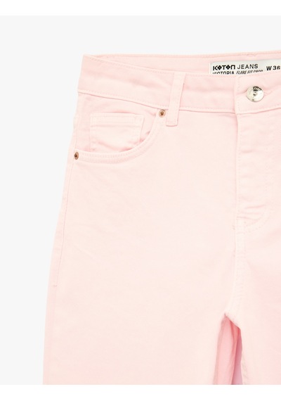 Koton Pamuklu Cepli Düğmeli İspanyol Paça Crop Jean Pantolon - Kick Flare Jeans Pembe 6sal40051mw Gül Koton Pamuklu Cepli Düğmeli İspanyol Paça Crop Jean Pantolon - Kick Flare Jeans Pembe 6sal40051mw Gül