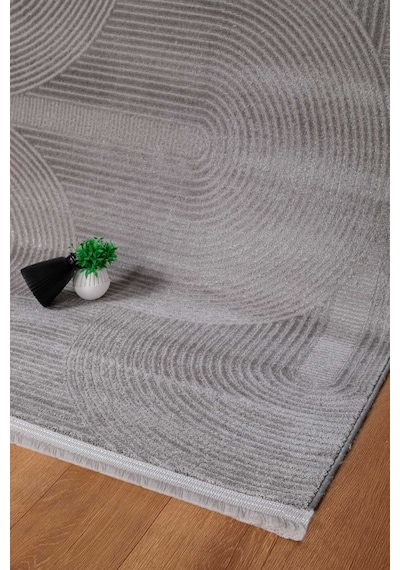Voyage %100 Akrilik Yumuşak Dokulu Halı Kilim Salon Mutfak Koridor Yolluk Dokuma Makine Halısı Ac-414 Gri