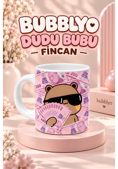 Dudu Bubu Fincan + Magnet + Bardak Altlığı Krem Krem