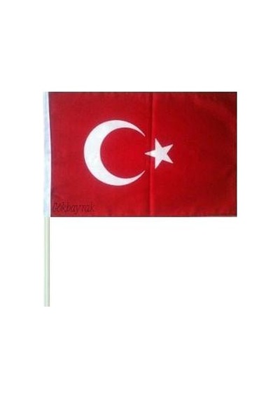 22X33CM 50'li Çıtalı Kağıt Sallama Sopalı Türk Bayrak Bayrağı