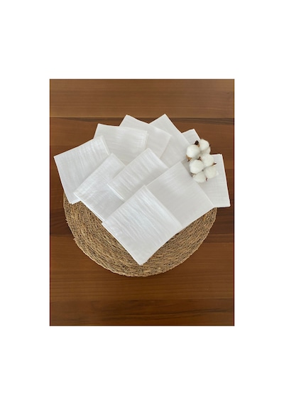 10'lu Müslin Bebek Ağız Mendili %100 Pamuk Beyaz Renk 25x25 Cm Beyaz Beyaz