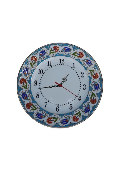 Armada Çini Prt 64 25 Cm Mavi Altın Yaldızlı Lale Karanfil Desenl