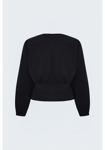 Sateen Fermuarlı Ceket - Siyah-138013