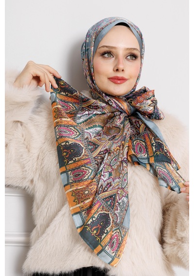 Sevitli Hint İpeği Şal-hardal-4546