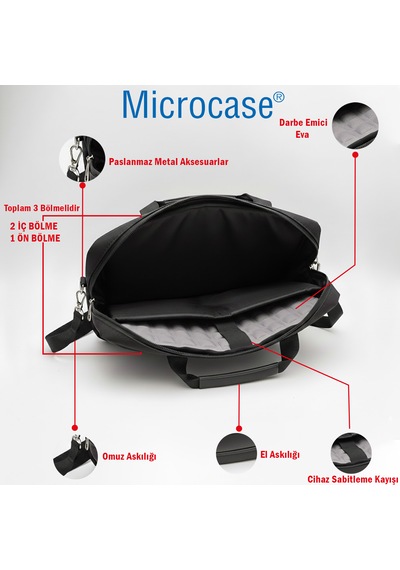 Microcase Samsung Galaxy Tab S10 Ultra İle Uyumlu Tablet Notebook Macbook Çantası + Bluetooth Klavye Ve Mouse Set Siyah - Al5894