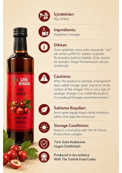 Alıç Kapsülü 60 Kapsül & Alıç Sirkesi 500 Ml Türk Kahvesi Hediye