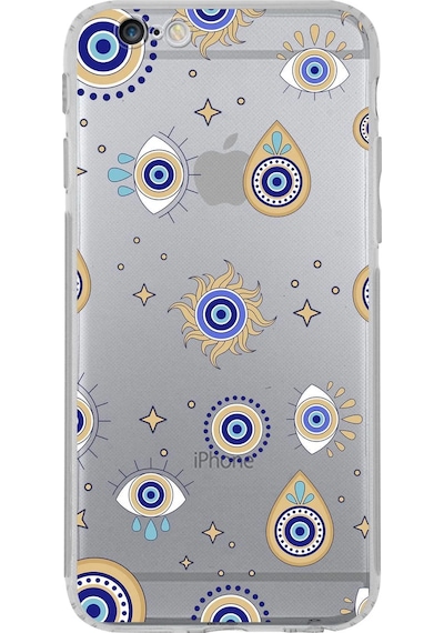 Printify Apple Uyumlu iPhone 6s Plus İle Devil Eye 5 Kamera Korumalı Şeffaf Silikon Kılıf 0166e