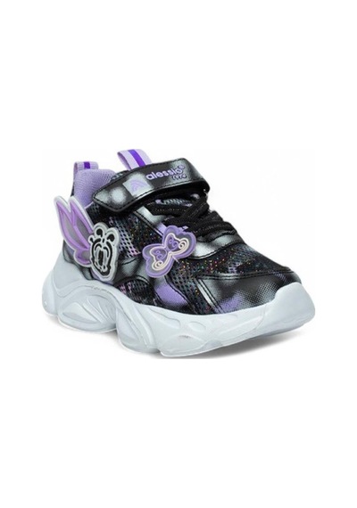 Alessio 034-25 Simli Kelebek Kız Çocuk Sneaker Lila Siyah Beyaz 31-35 Siyah