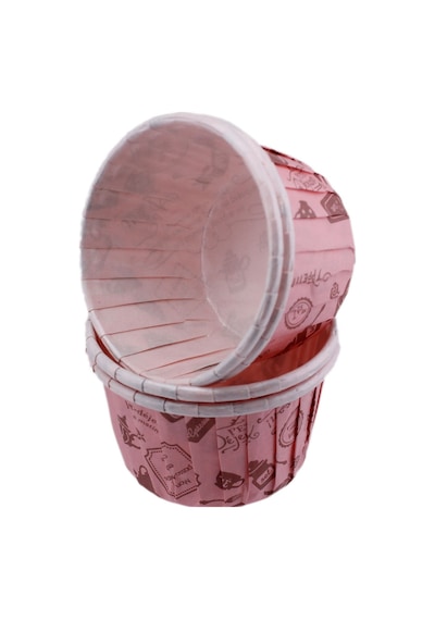 Cupcake Kalıbı Büyük Boy 62x40Mm Desenli 50 Adet Pembe Mutfak